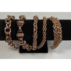 Bronze Milor  Rose Gold Tone Magnetic Link Bracelet Set 5 Piece Made in Italy